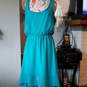 Aqua blue, high low summer dress